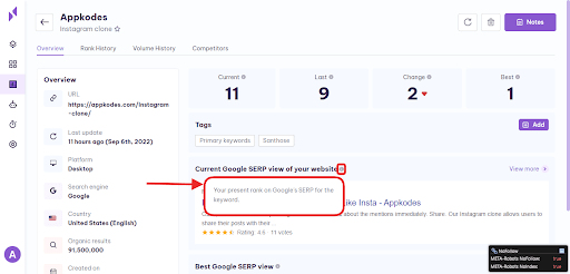 current serp view
