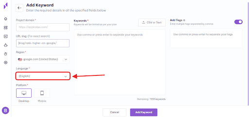 add keyword languages