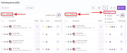 tags filter
