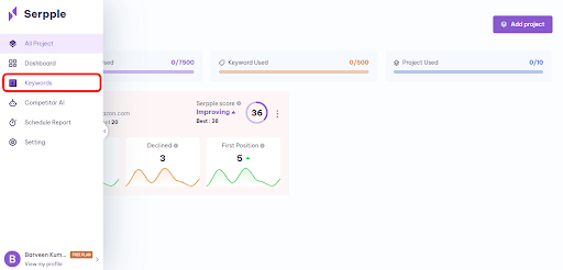 get keyword ranking history
