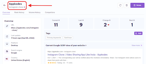 overview page
