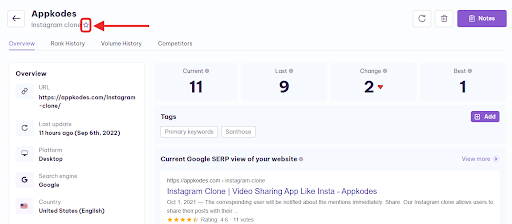 overview page
