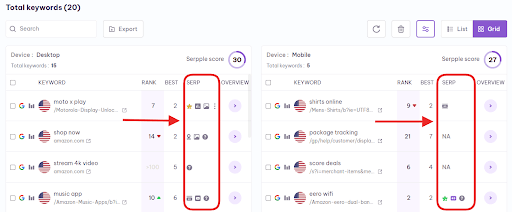 serp in grid