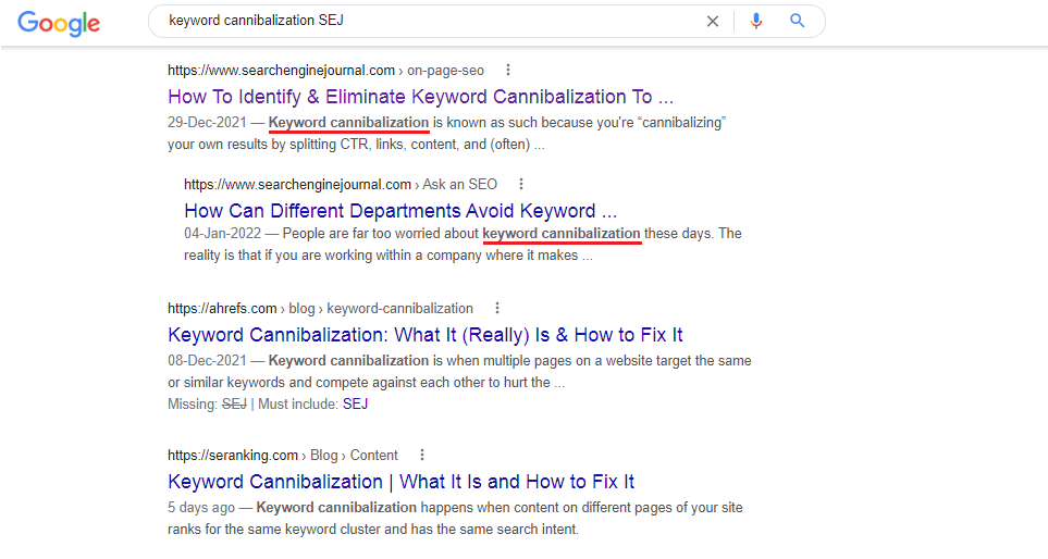 Fix keyword cannibalization