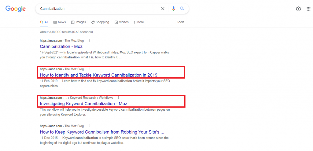 Fix keyword cannibalization