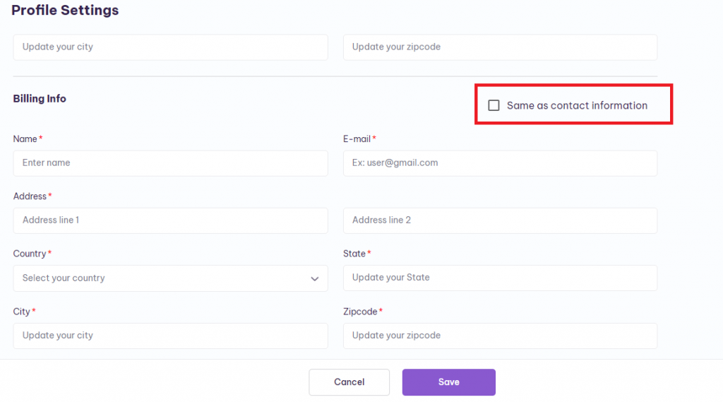 Profile Settings - Serpple
