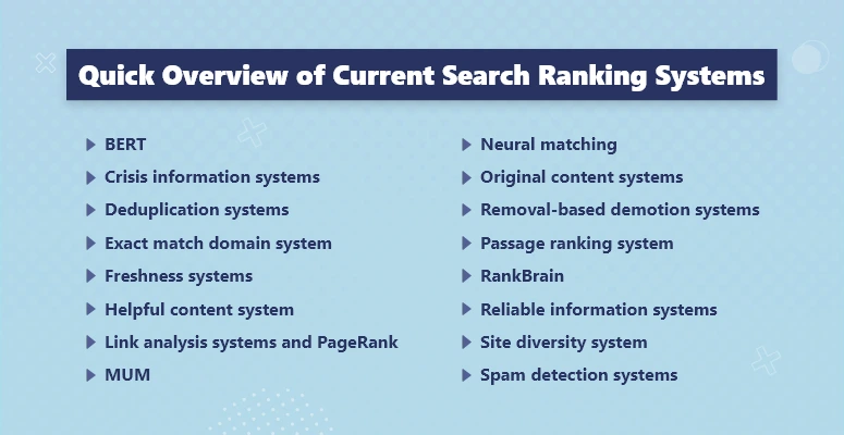 Quick Overview of current Search Ranking Systems