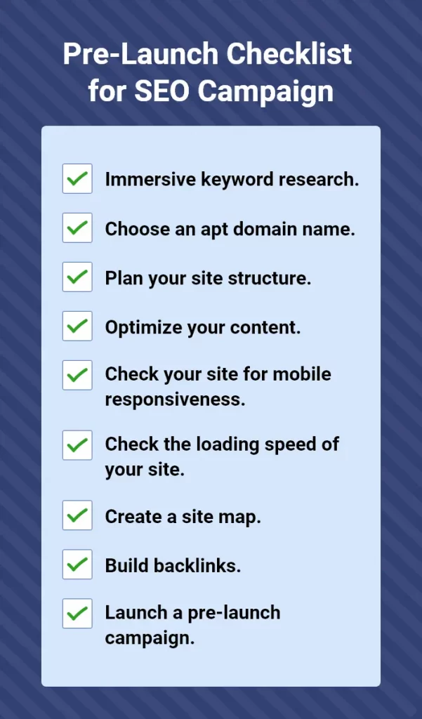 Check list Google SEO Campaign