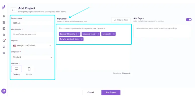 Benefits of Automated Search Engine Position Tracking | Serpple Details to Add projects