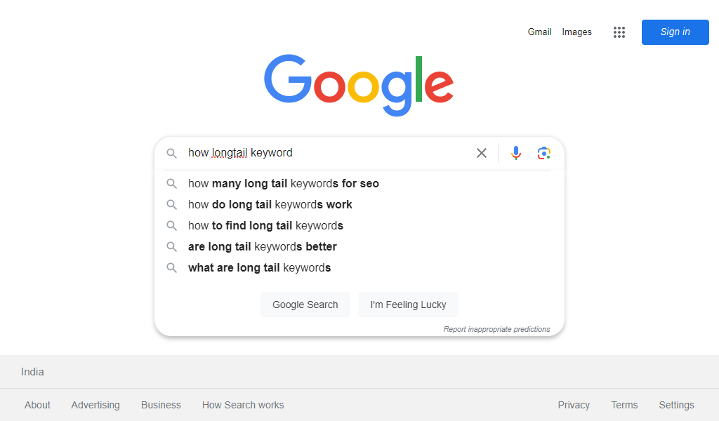 google long tail search