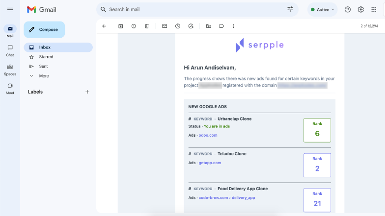 Serpple - New Ads Alert