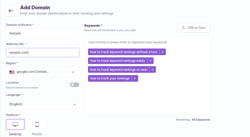 add keywords