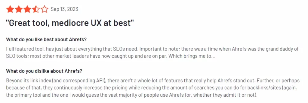 Ahrefs user ratings