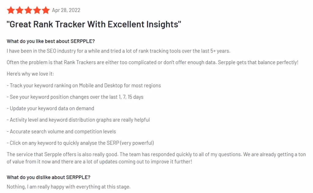 Serpple User Ratings