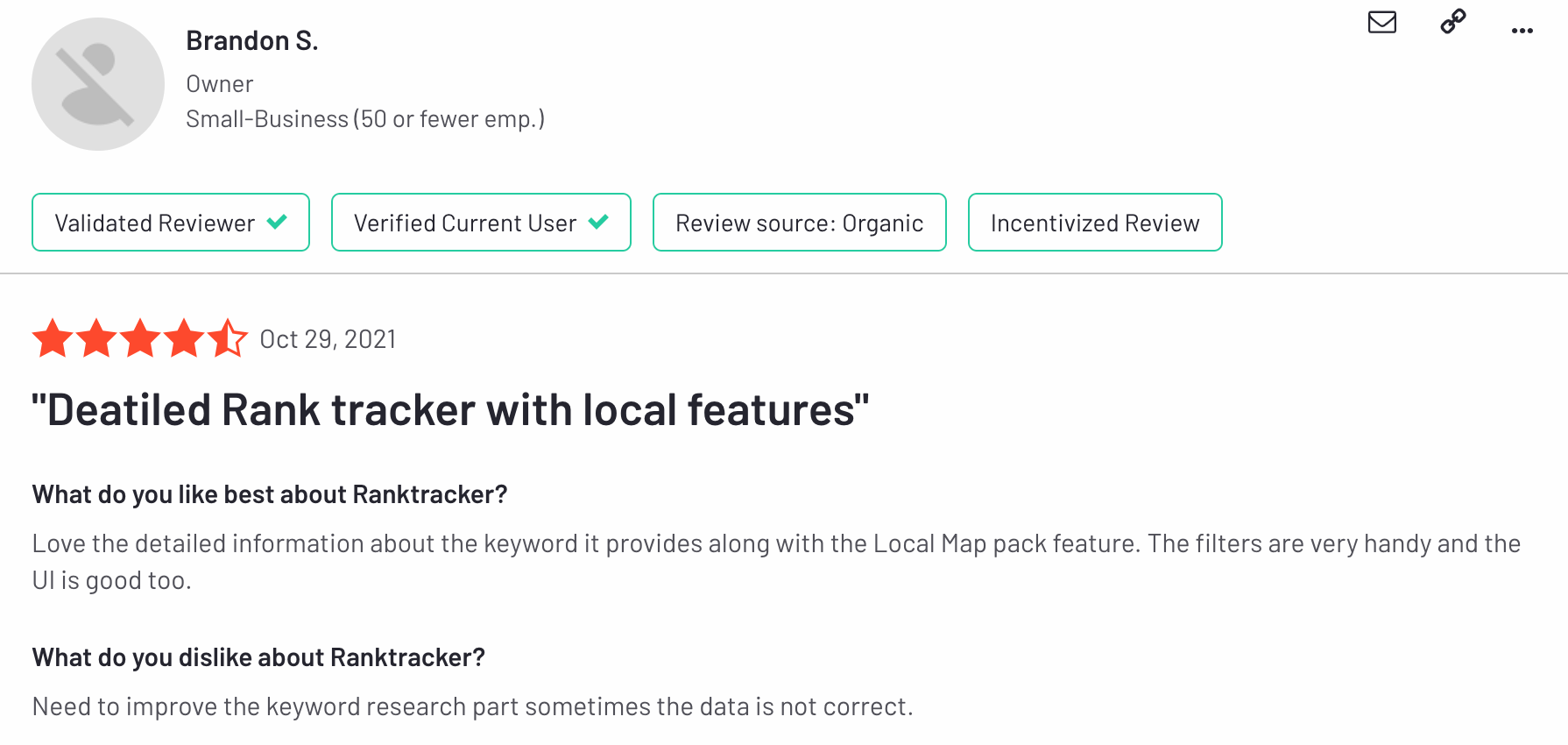 rank tracker user ratings