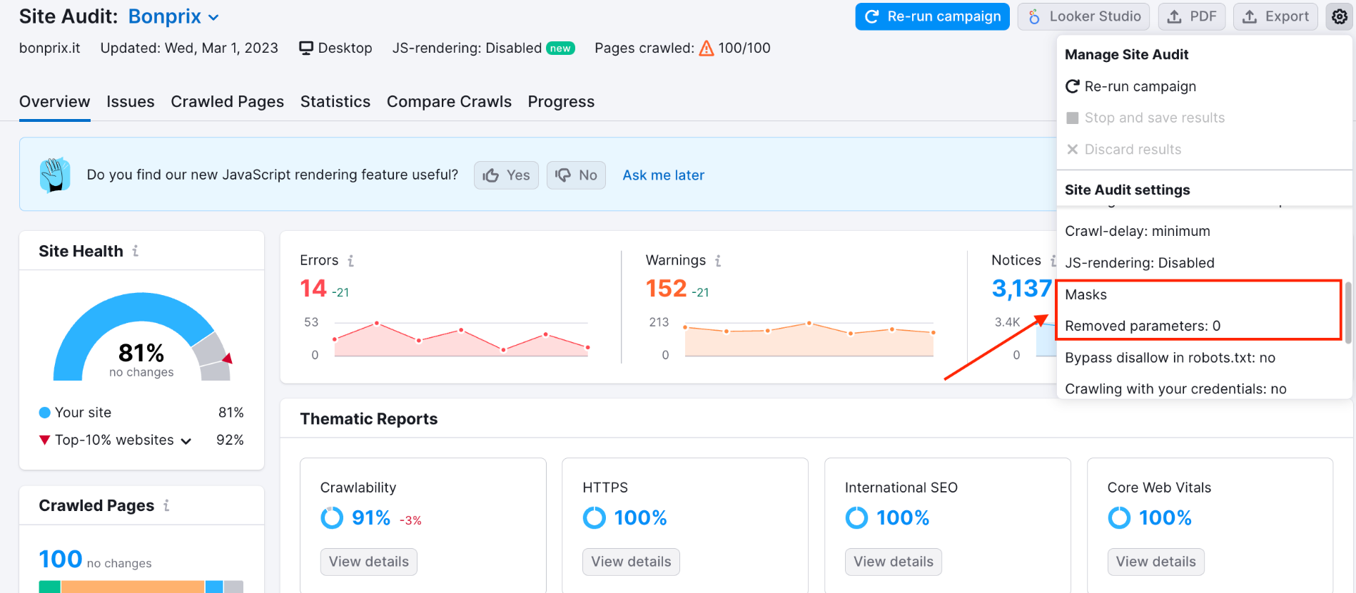 semrush dashboard