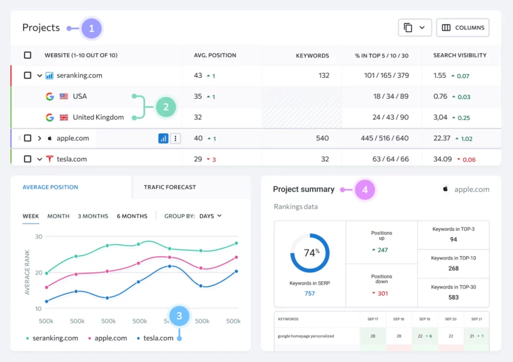 SE Ranking Dashboard