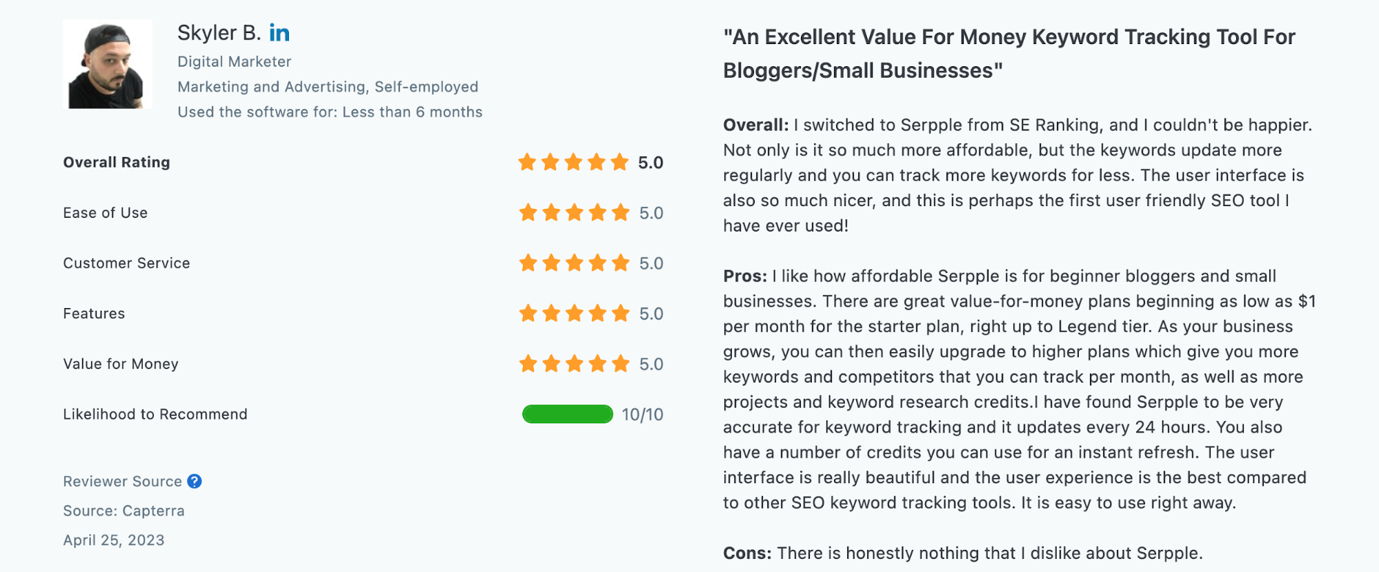 serpple user rating