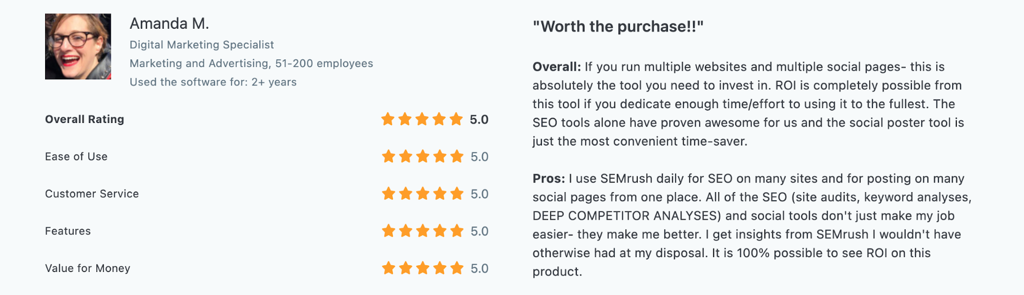 semrush user rating