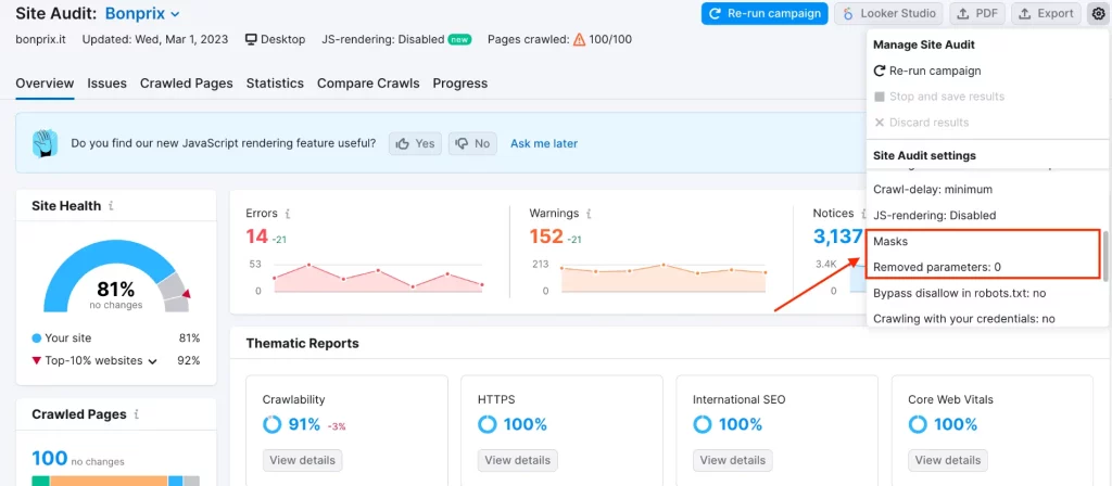 semrush overview dashboard
