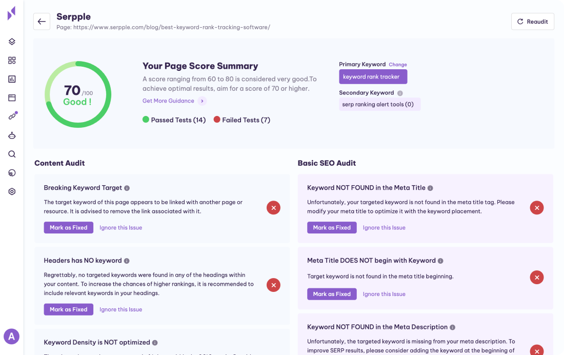 serpple page score summary