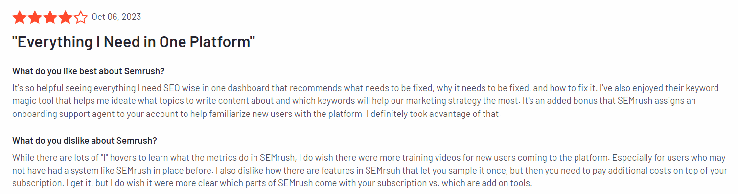 semrush user rating