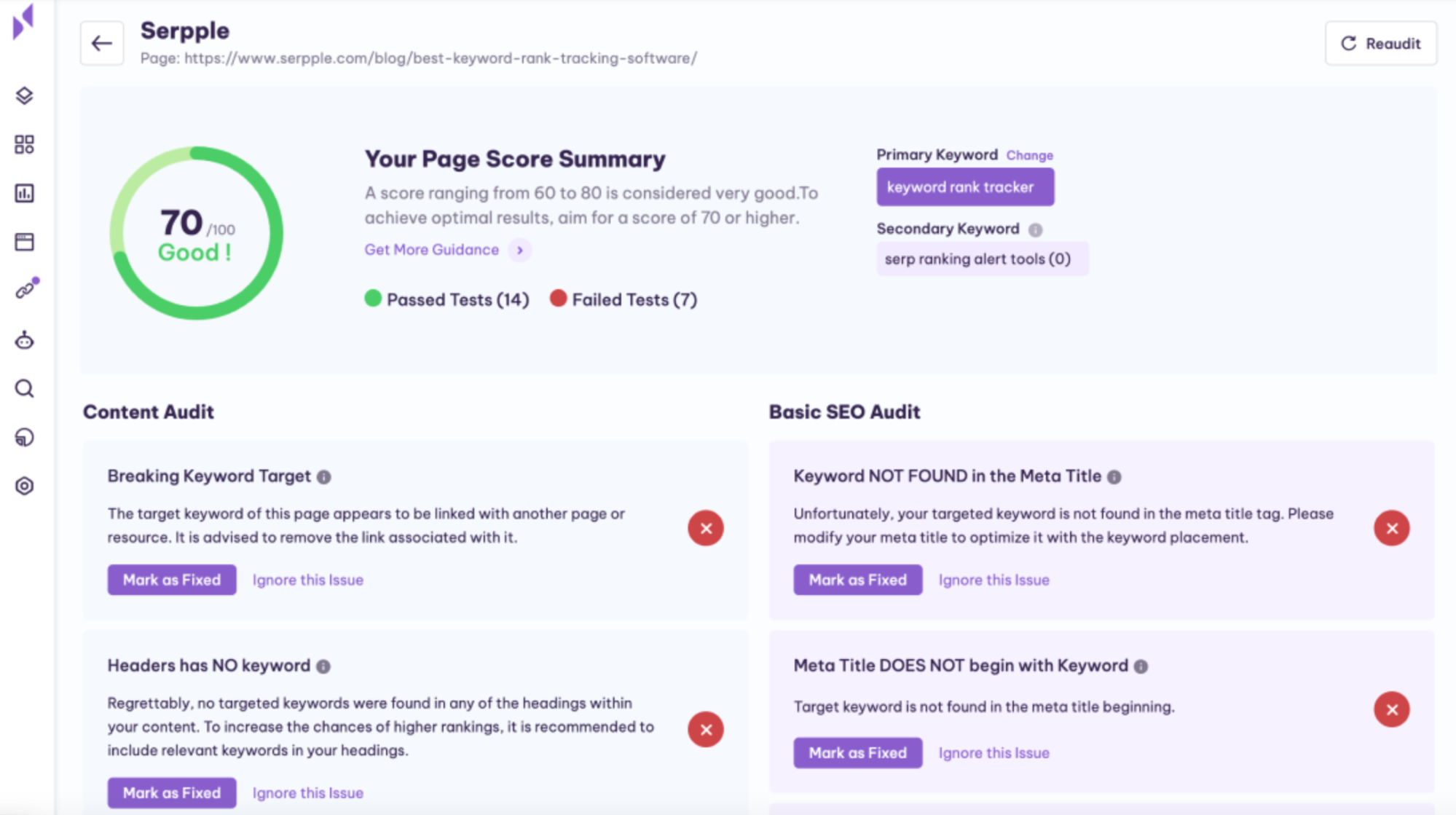 serpple page score summary