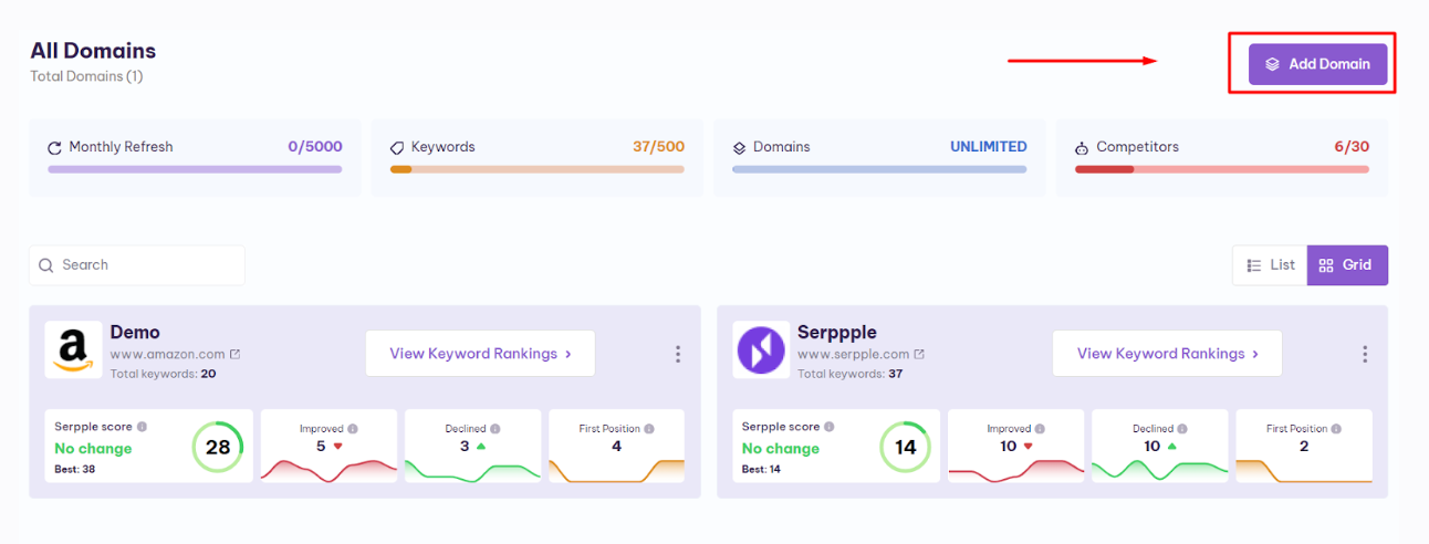 adding a domain to serpple