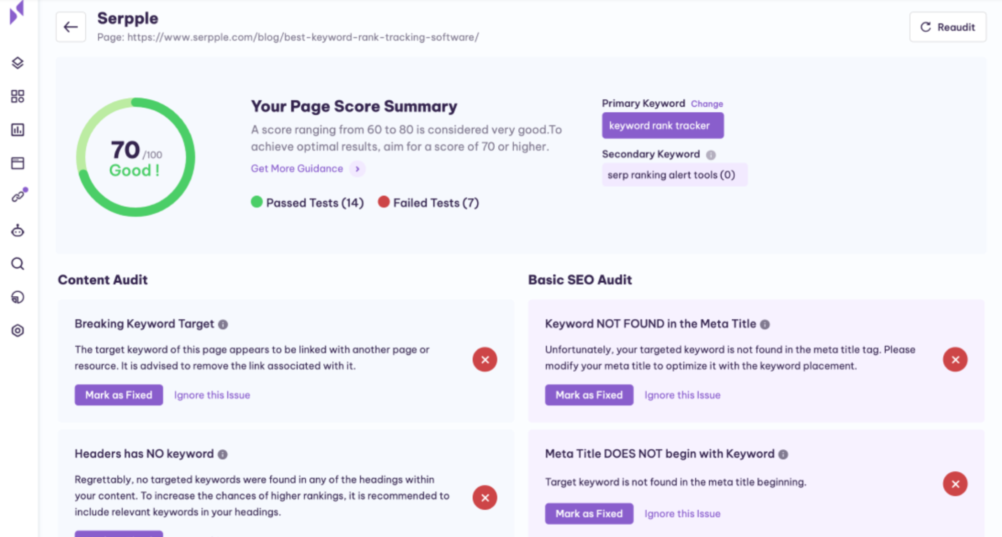 serpple page score summary