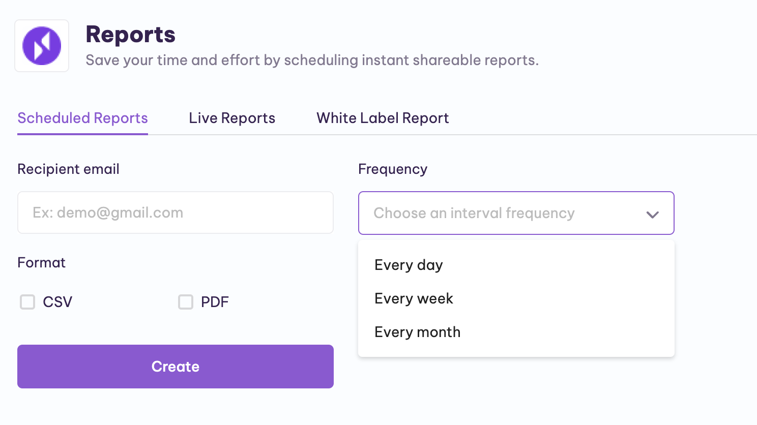 reports options