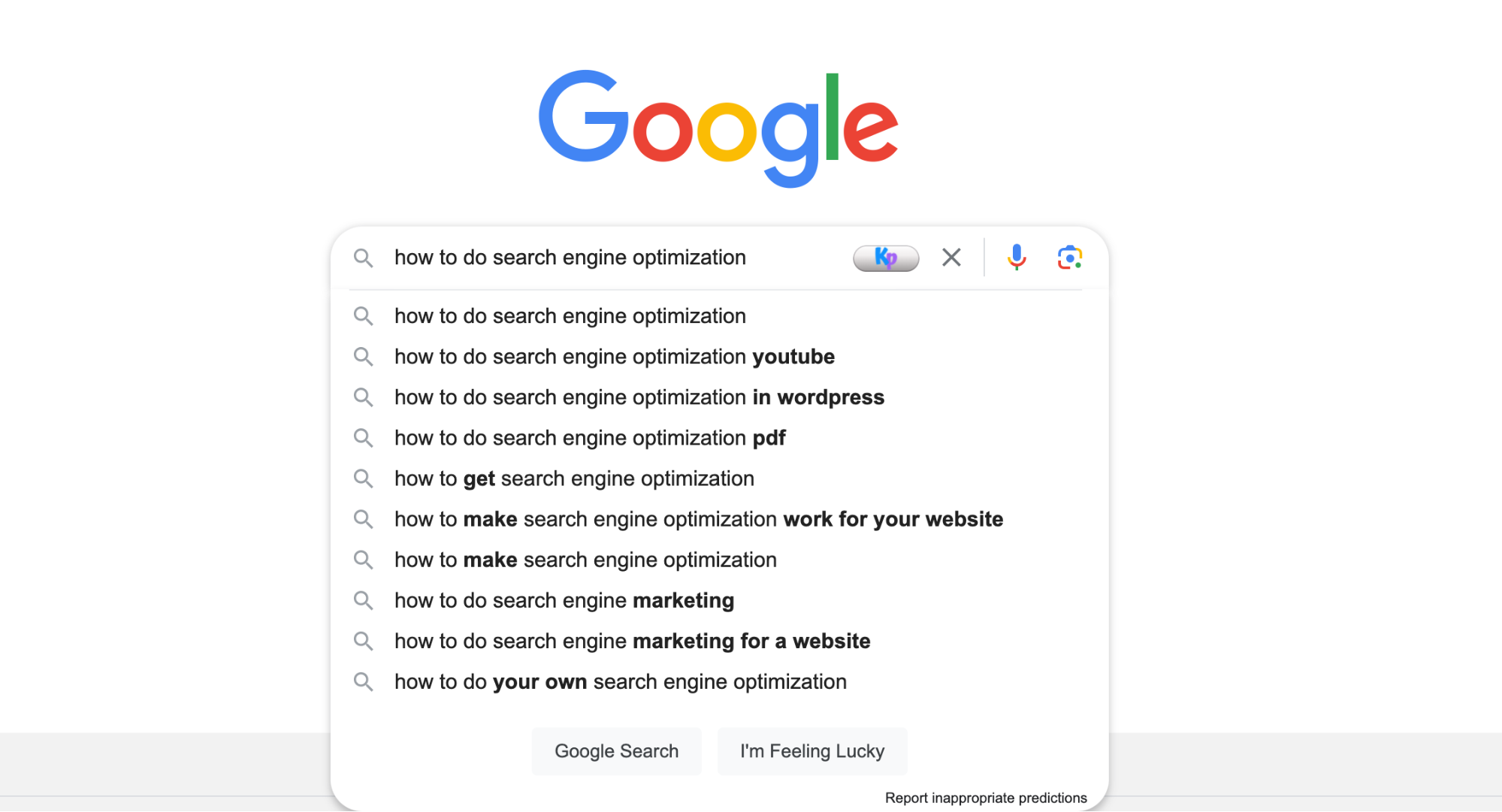 using google autocomplete to find keywords